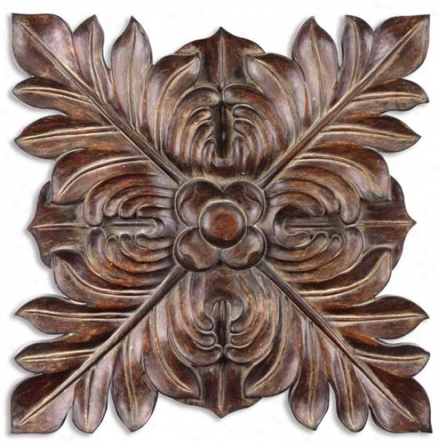 "muriel Wall Flat plate of metal - 34h X 34w X 2""d, Chestnut Brown"