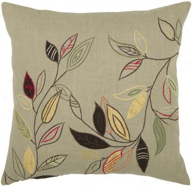 "natural Leaves Pillow - 18"" Square, Beige"
