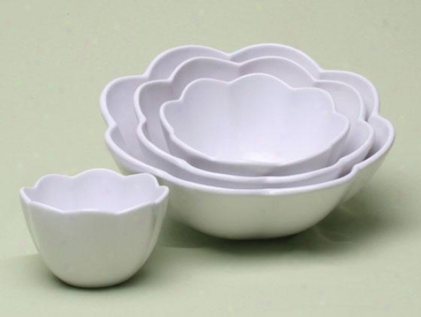 Nesting Bouquet Bowls, Set Of 4 - Set Of Four, White