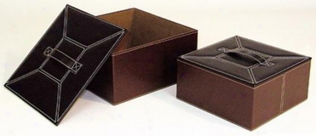 "office Accessory Boxes - Set Of 2 - 6""hx12""sq, Brown"