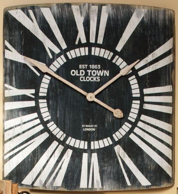 "old Place Metal Wall Clock - 31 X 29 X 2""d, Black"