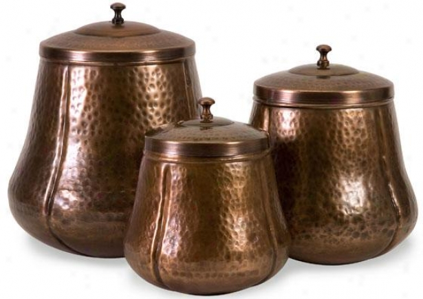 Old World Canisters - Stud Of 3 - Set Of Three, Copper