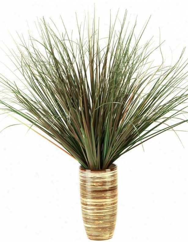 "oni0n Grass In Ceramic Vase - 26""hx24""w, Green"
