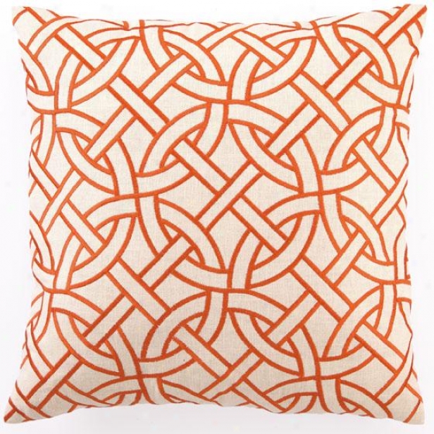 "oraange Embroidered Pillow - 20""hx20""wx2.5d, Orange Circle L"