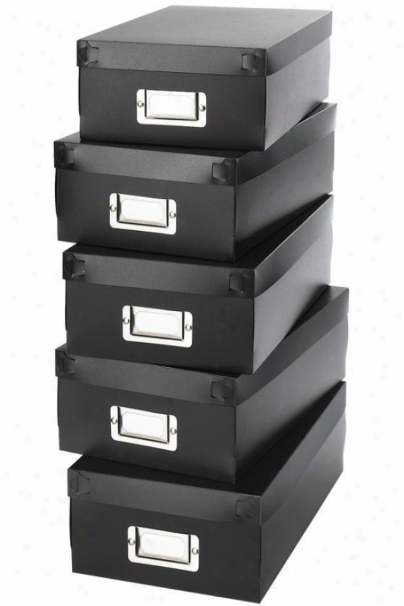 Organizer Boxes - Set Of 5 - Set Of 5, Black