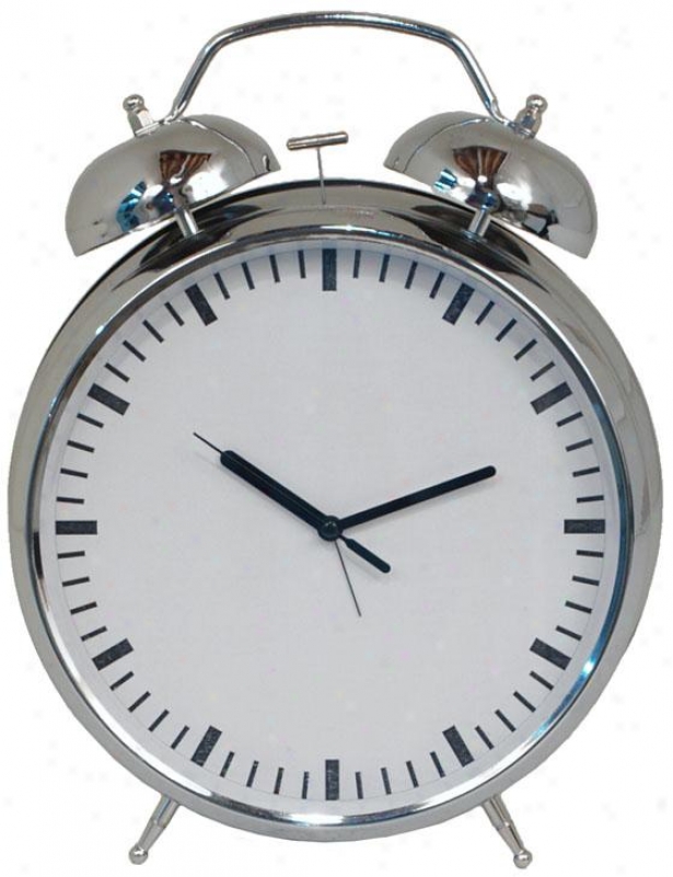 "owen Chrome Finish Alarm Clock - 12hx8.5wx3.25""d, Silver Chrome"