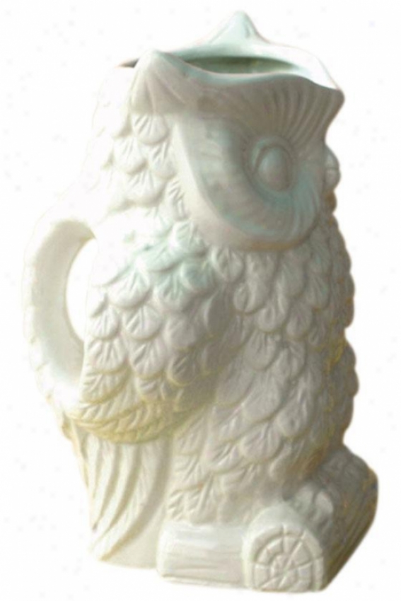 Owl Pitcher - Large, White