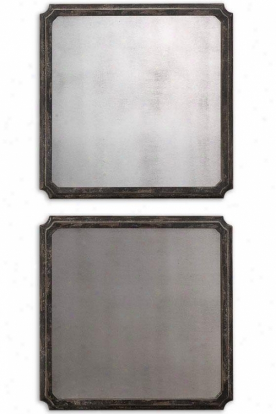 "palermo Mirrors - Set/2 16""sq Eac, Dist Black/wlnt"