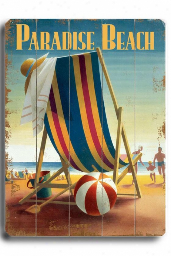 "paradise Beach Chair Wooden Sign - 20""h X 14""w, Multi"