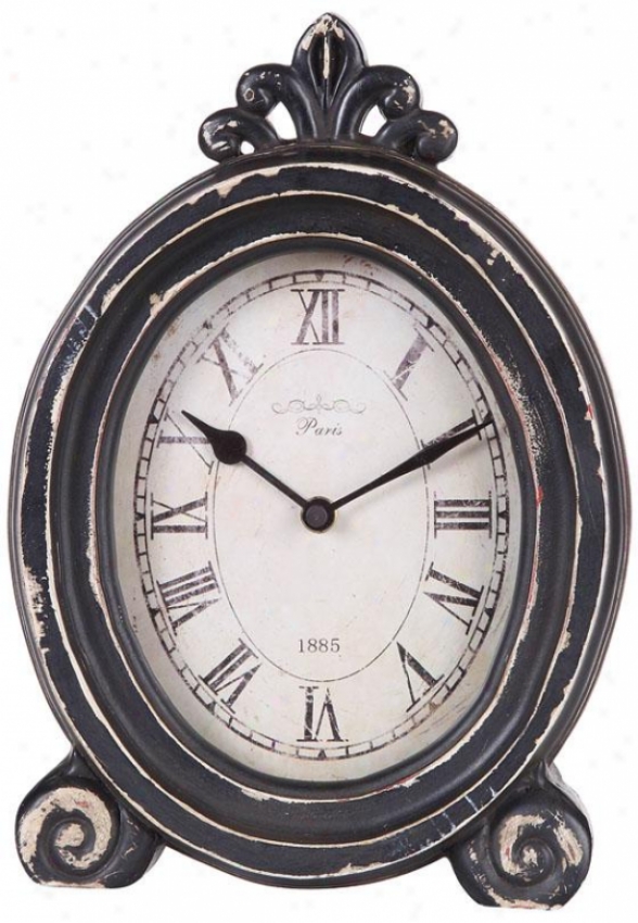 "paris 1885 Distressed Desk Clock - 7.87x2.37x11""h, Black"