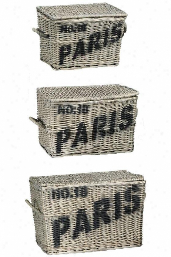 Paris Baskets - Set Of 3 - Set Of 3, White
