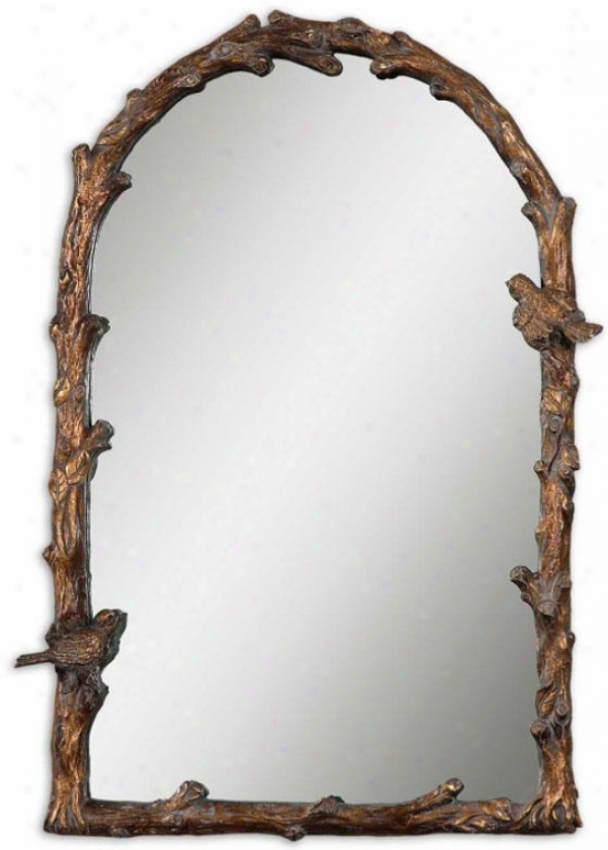 Paza Oval Mirror - Oval 34hx22w, Gold