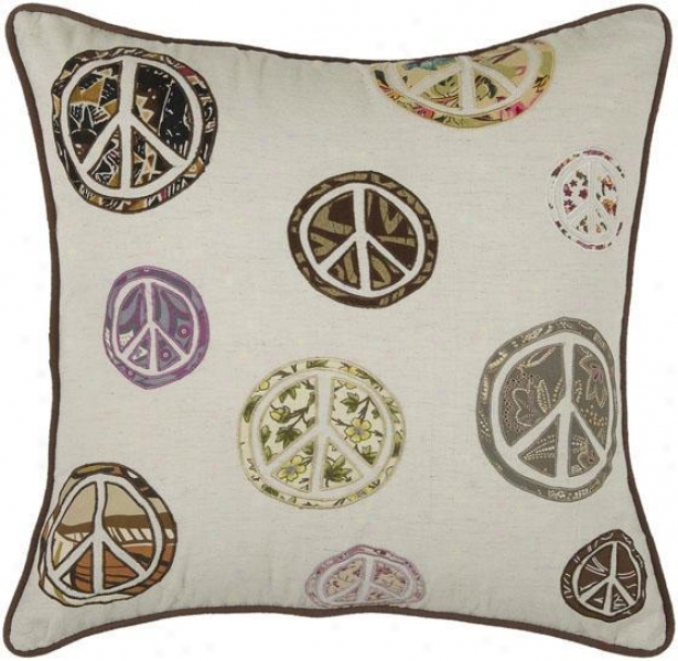 "peace Symbol Pillow - 18"" Adjust, Ivory"