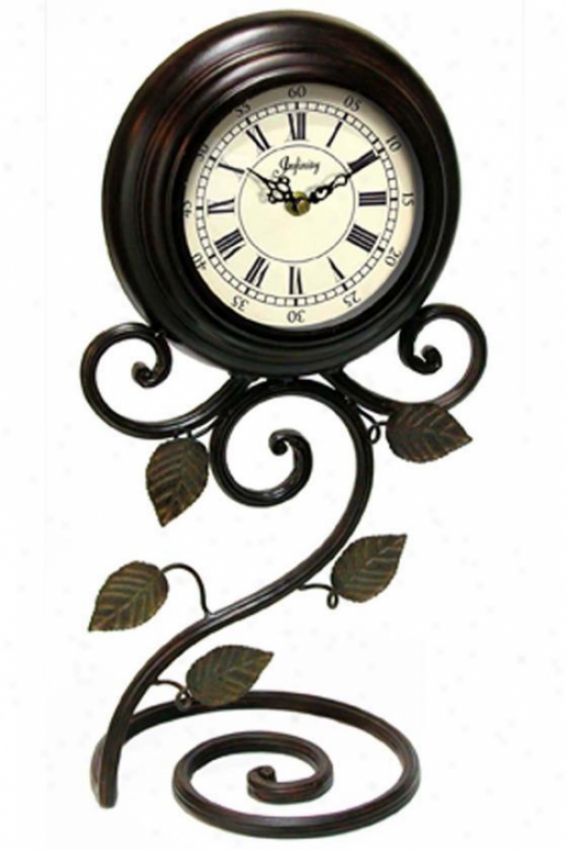 "perennial Iron Table-top Clock - 17.5""hx9.25""w, Brown"