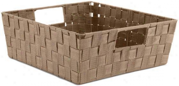 Plastic Rattan Shelf Basket - Large, Coffee