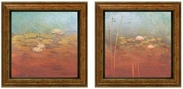 Pond Lilies Framed Wall Art - Set Of 2 - Sdt Of Two, Blue