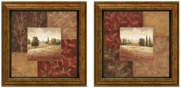 Poppy Fieldw Framed Wall Art - Set Of 2 - Set Of Two, Earthtones