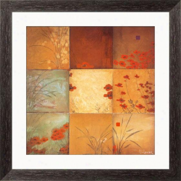 "poppy Nine Patch Framed Wall Art - 28""hx28""w, Esprso Cube Frm"