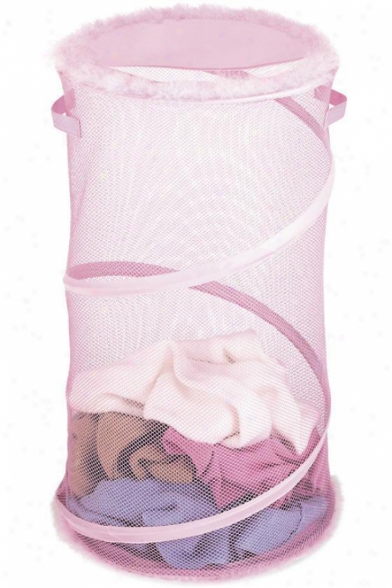 "pretty In Pink Collapsible Garments Layndty Hamper - 26""hx15""d, Pink"