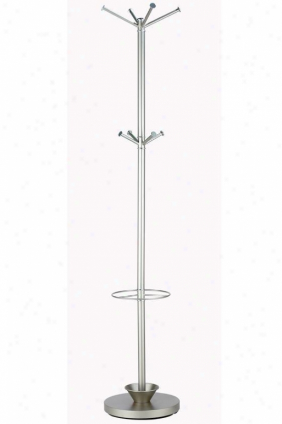 "quatro Umbrella Stand And Coat Rack - 70""hx13""d, Champagne Steel"