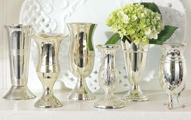 Queen Anne's Silver Vases - Set Of 6 - Set Of 6, Silver