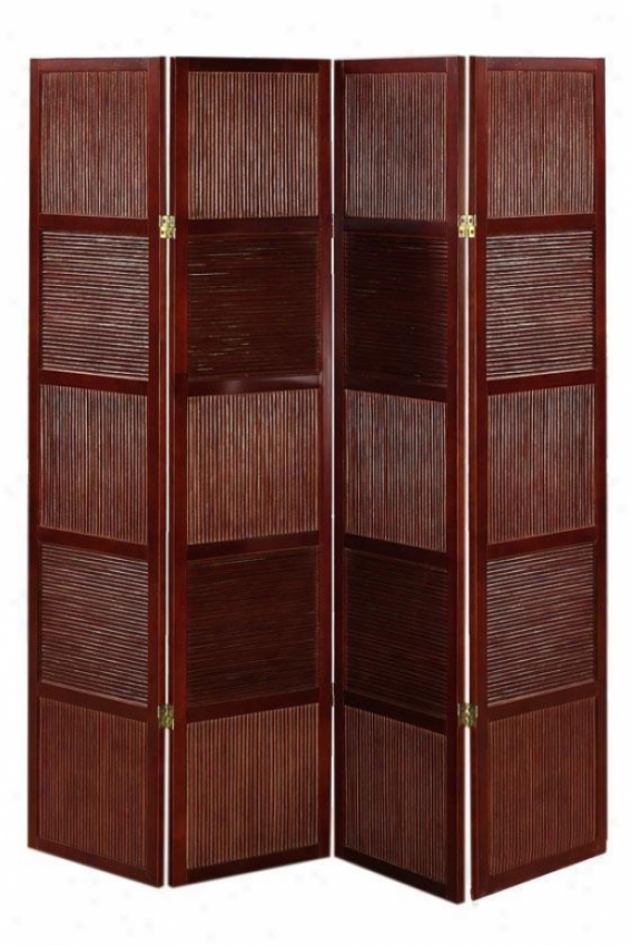 "rattan And Wood 66.25""h Four-panel Room Divider - Four-panel, Crmison Red"