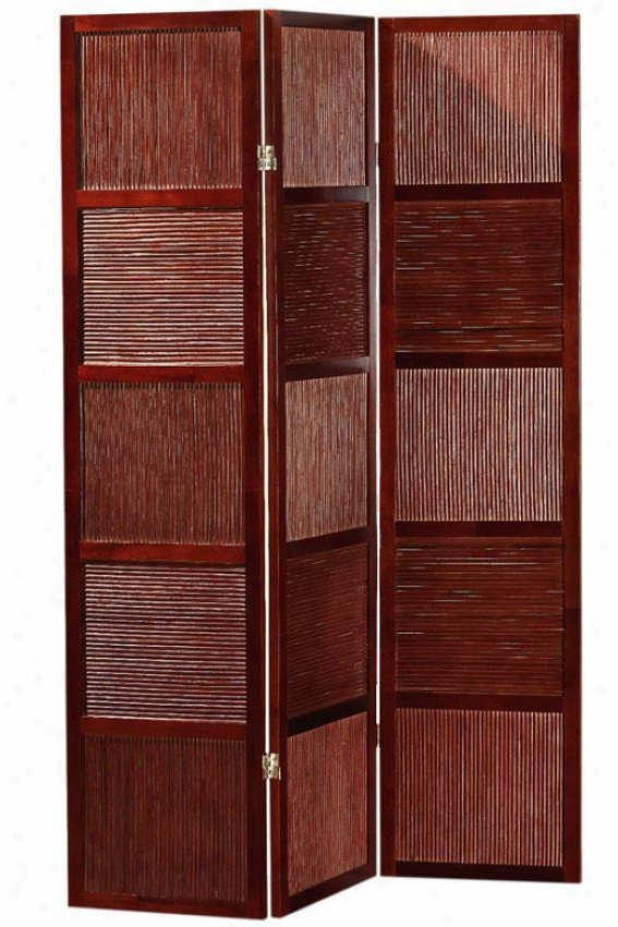"rattan And Wood 66.25""h Three-panel Room Divider - Three-panel, Crimson Red"