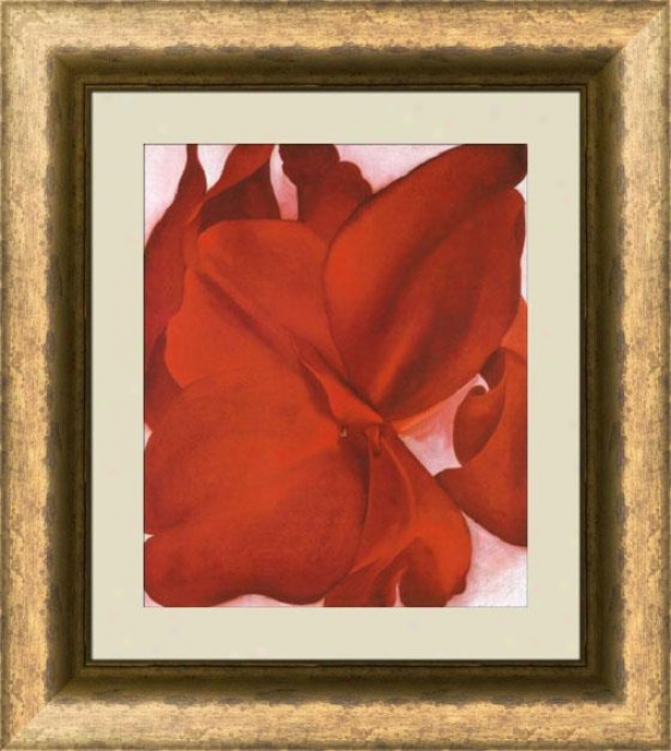 "red Cannas Framed Wall Art - 37""hx33""w, Trns Gld/brz Fm"