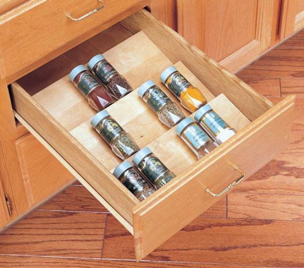 "rev-a-shelf Trim-to-fit Wood Flavoring Organizer - 2.5h X 16wx20""d, Ivory"