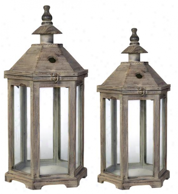 Robin Lantern - Set Of 2 - Decline Of 2, Gray