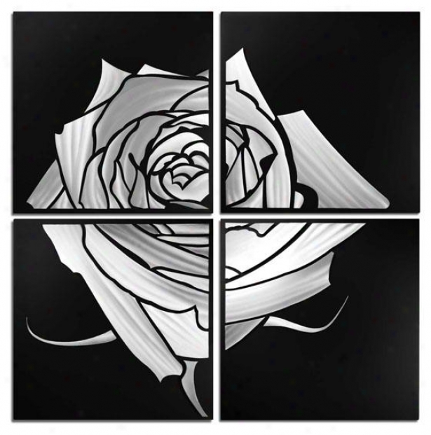 Rose Wall Sculpture - Set Of 4 - 47hx47wx2d, Gray Black