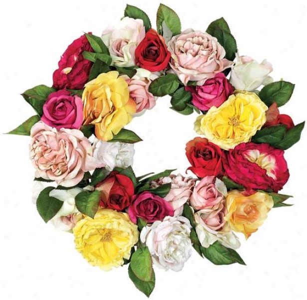 "rosie Wreath - 16""d, Pink/green"