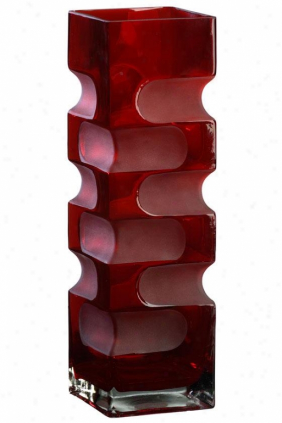 "ruby Etched Vase - Large 15""h, Red"