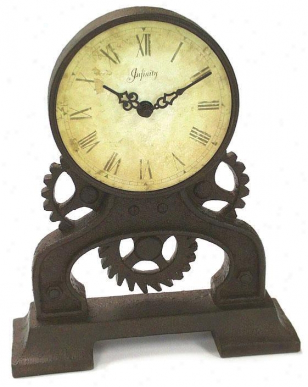 "rusty Gears Tablrtop Clock - 12""hx10.25""w, Rst/antiquedial"