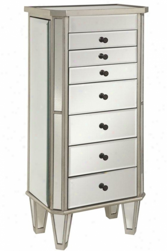 "ssabrina Mirrored Jewelry Armoire - 40.5hx18wx12""d, Glass/silver"