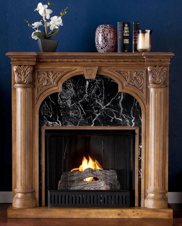 Savage Fireplace - Gel Fireplace, Oak/dark Gray