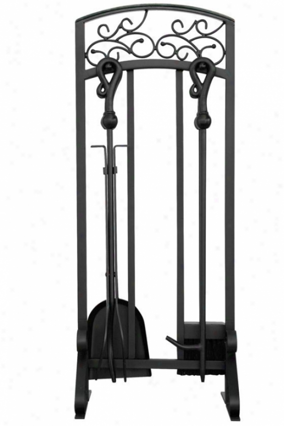 "scroll Fireplace Tool Set - 33""hx13""wx6""d, Black W/copper"