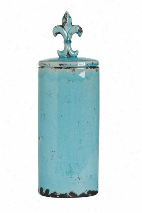 "seraphina Lidded Jar - Short 6.5x20""h, Turquoise"