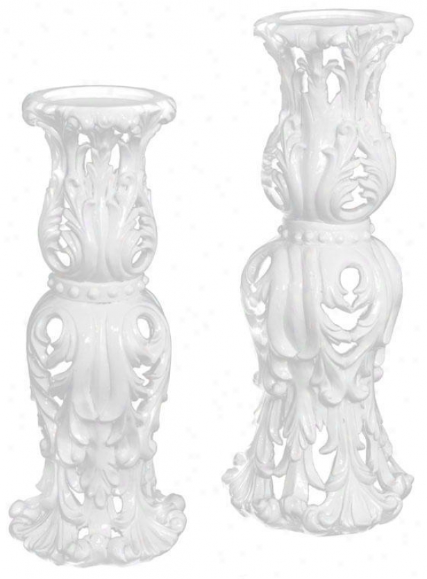 Shining Candleholders - Set Of 2 - Set Of 2, White