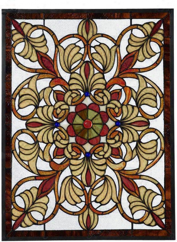 Signet Medium Recangular Tiffany-style Stained Art Glass Window Panel - Med. Rectangula, Multi