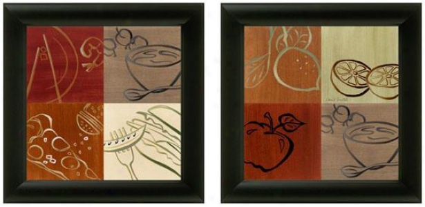 Smorgasbord Kitchen Framed Wall Art - Set Of 2 - Set Of Two, Earthtones