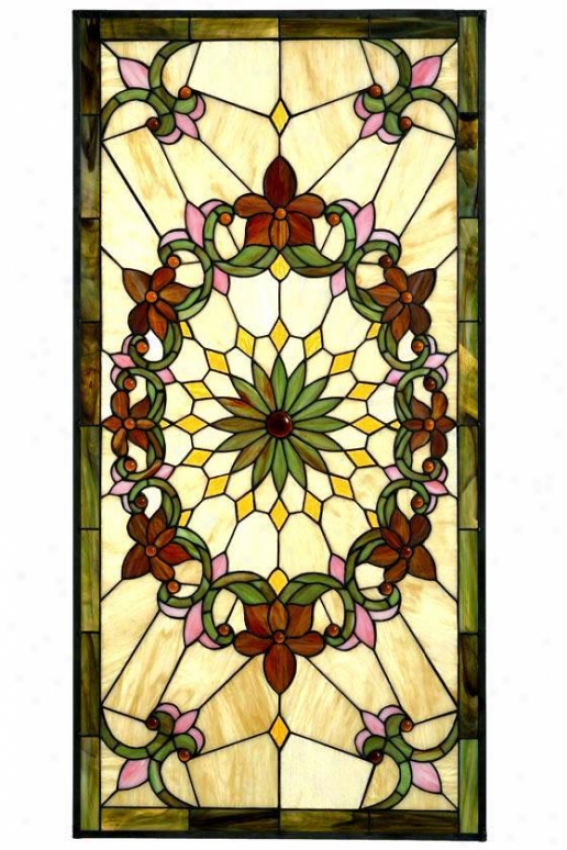 Solstice Large Rectangle Tiffany-style Stained Art Glass Window Panel - Large Rectangle, Multi