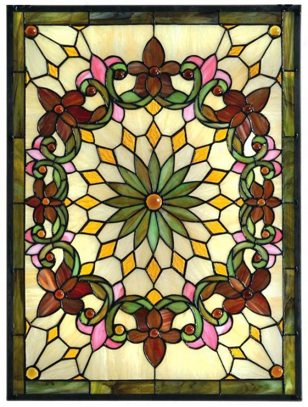 Solstice Medim Rectangle Tiffany-style Stained Art Glass Window Panel - Medium Rectangl, Multi