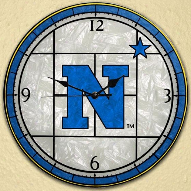 Sports Team College Stained Practical knowledge Glass Window Panel Clock - Collwge Teams, Navy Blue