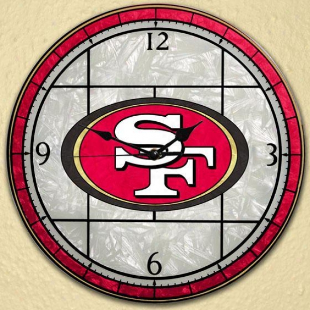 Sports Team Nfl Stained Art Glass Window Array Clock - Nfl Teams, Ssn Fran 49ers
