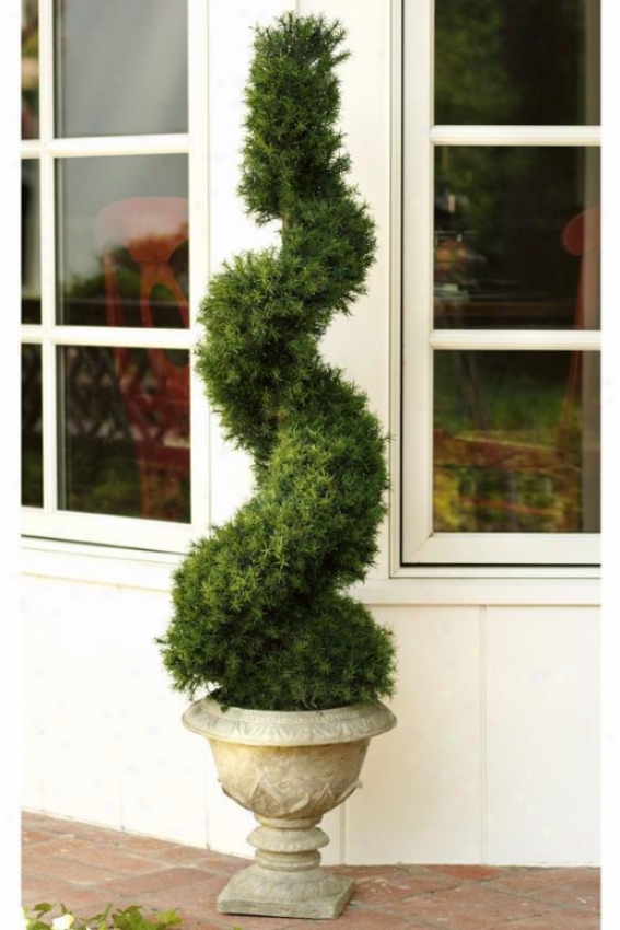 "springray Spiral Topiary With Resin Base - 55""h, Gray Full Resin"