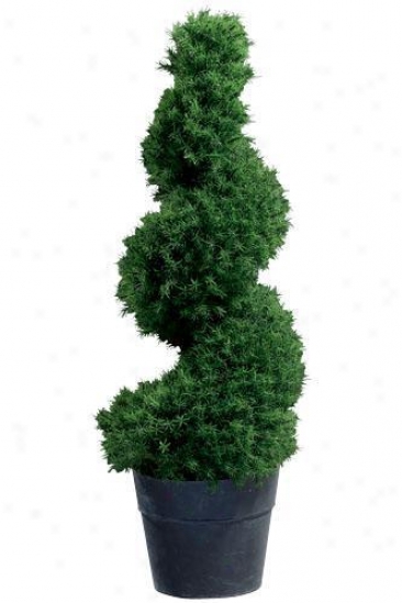 "springray Spiral Topiary With Tin Ceramic-like Base - 55""h, Black"
