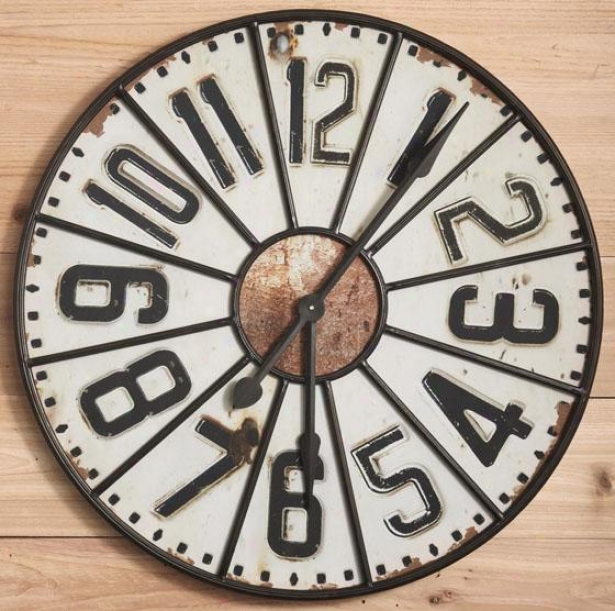 "station Wall Clock - 29.5""round, Ivory"