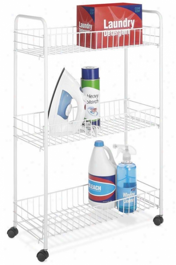 "storage White Wire 3-tier Laundry Cart - 32.5""hx22""w, White"