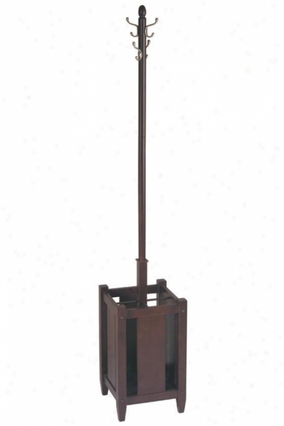 "sumarta Coat Tree With Umbrella Stand - 70""h, Coffee Brown"